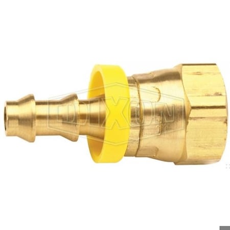 Dixon Ball Seat Hose Barb Fitting with Yellow Plastic Cap, Female NPSM Swivel x Push-On Hose Barb End Styl 2781012C